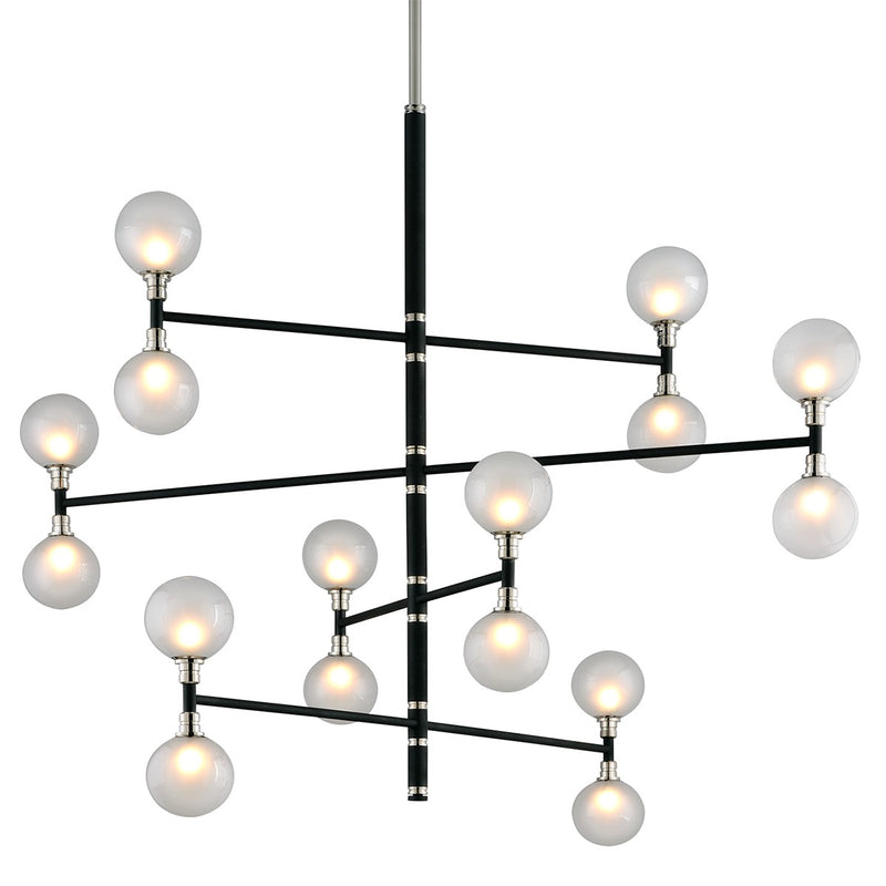 Troy Lighting F4827-TBK/PN 16 Light Chandelier, Textured Black & Polish Nickel