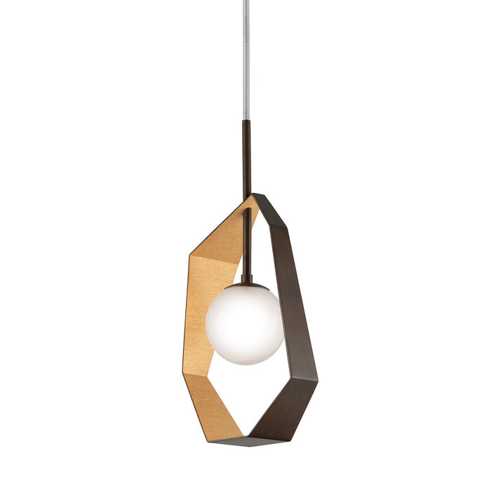 Troy Lighting F5523-BRZ/GL/SS One Light Pendant, Bronze With Gold Leaf