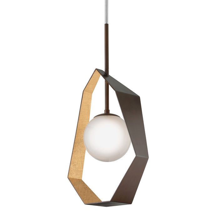 Troy Lighting F5524-BRZ/GL/SS One Light Pendant, Bronze With Gold Leaf