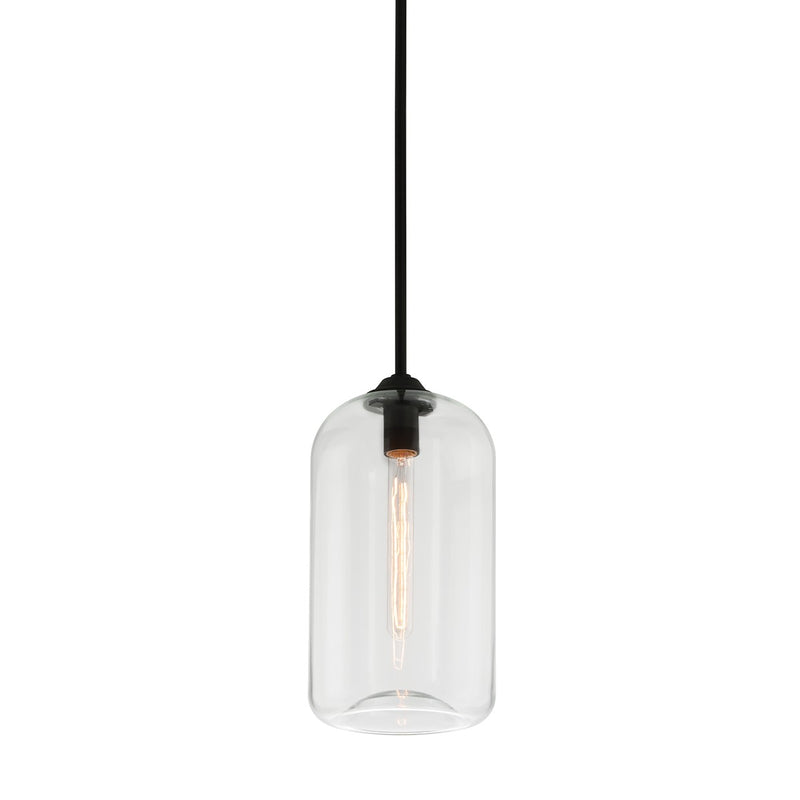 Troy Lighting F5561-SBK One Light Pendant, Soft Black