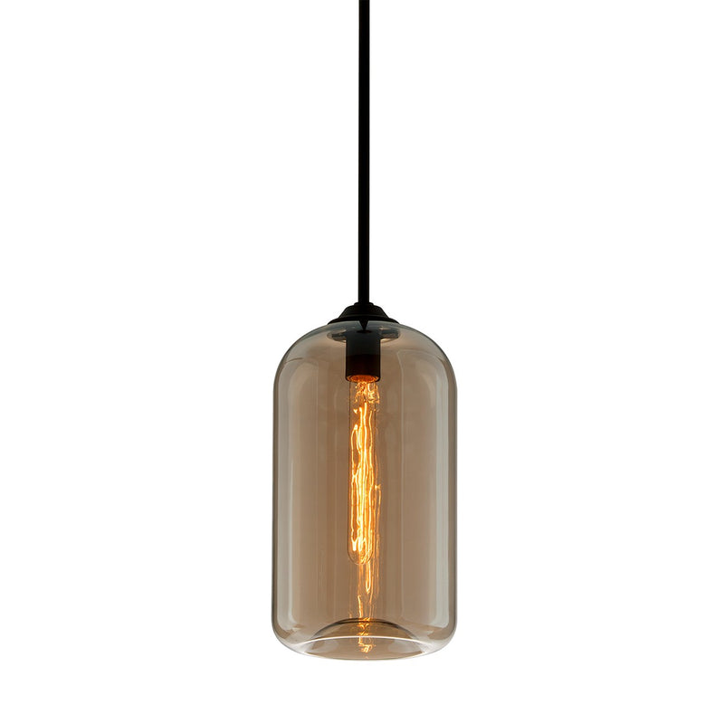 Troy Lighting F5571-SBK One Light Pendant, Soft Black