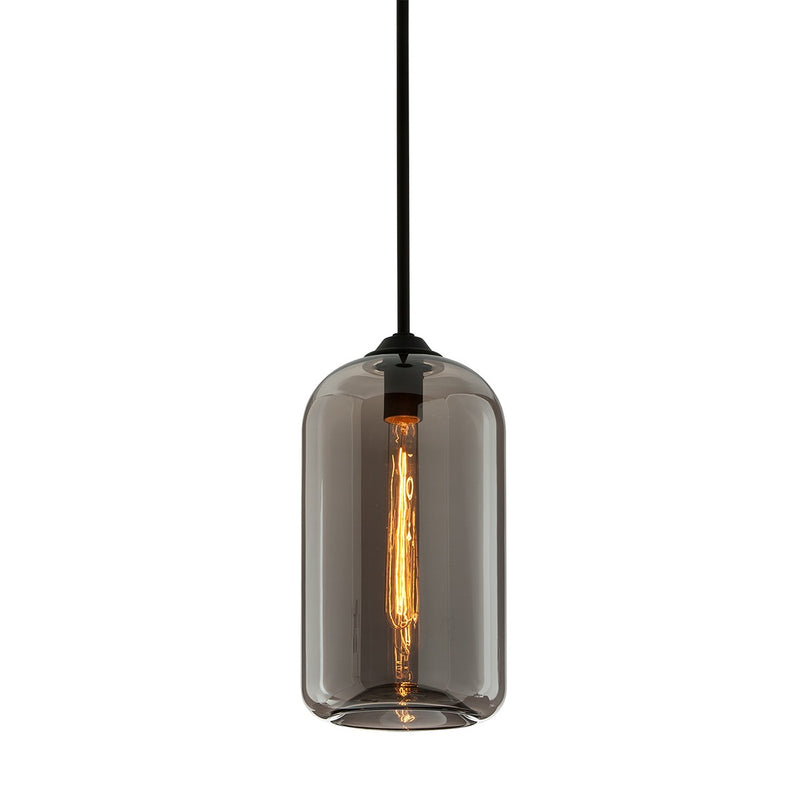 Troy Lighting F5581-SBK One Light Pendant, Soft Black