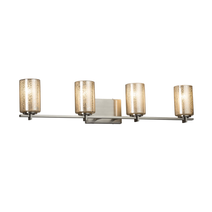 Justice Designs FSN-8444-10-MROR-NCKL Four Light Bath Bar, Brushed Nickel