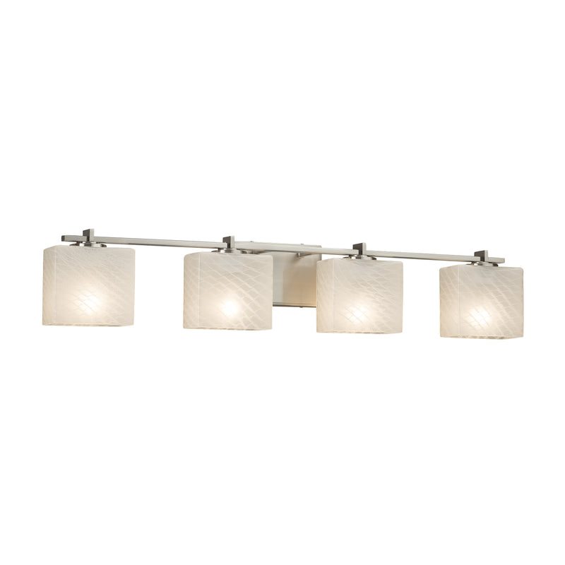 Justice Designs FSN-8444-55-WEVE-NCKL Four Light Bath Bar, Brushed Nickel