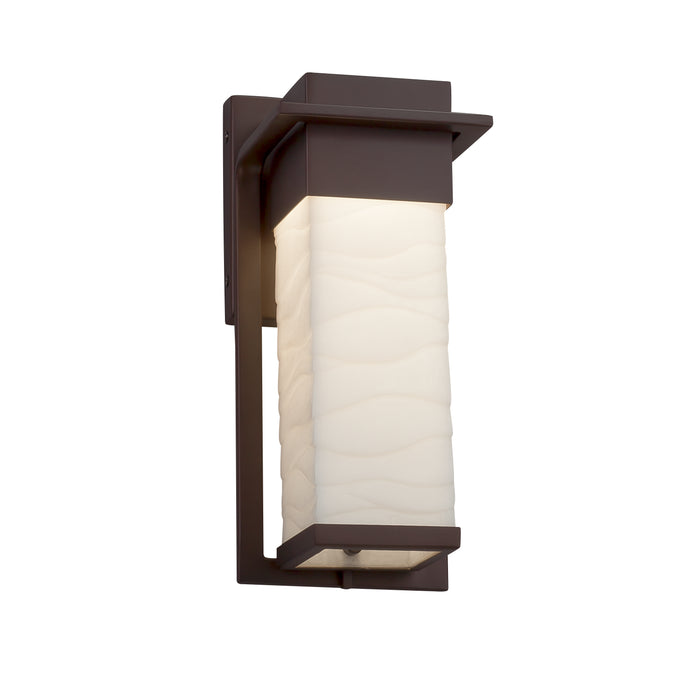 Justice Designs PNA-7541W-WAVE-DBRZ LED Outdoor Wall Sconce, Dark Bronze