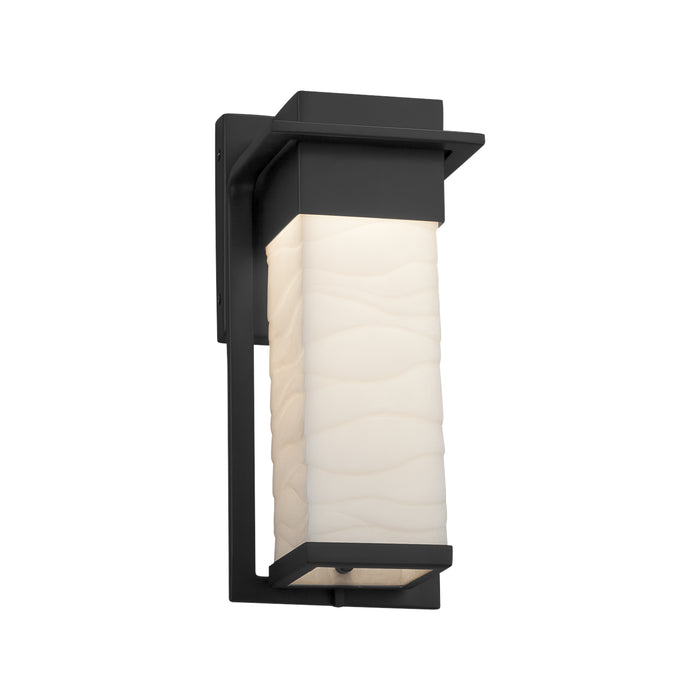 Justice Designs PNA-7541W-WAVE-MBLK LED Outdoor Wall Sconce, Matte Black