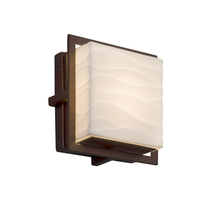 Justice Designs PNA-7561W-WAVE-DBRZ LED Outdoor Wall Sconce, Dark Bronze