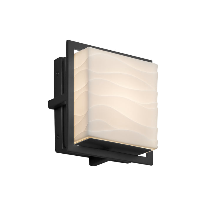 Justice Designs PNA-7561W-WAVE-MBLK LED Outdoor Wall Sconce, Matte Black
