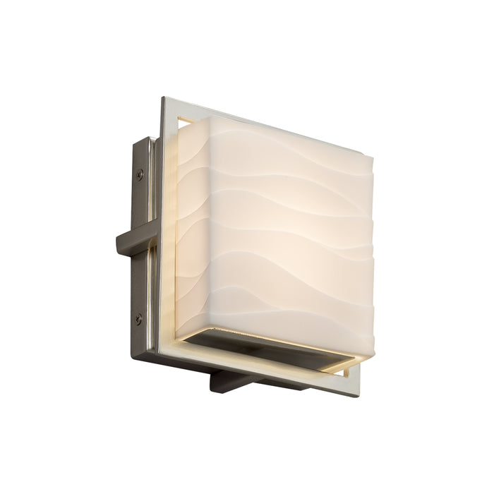 Justice Designs PNA-7561W-WAVE-NCKL LED Outdoor Wall Sconce, Brushed Nickel