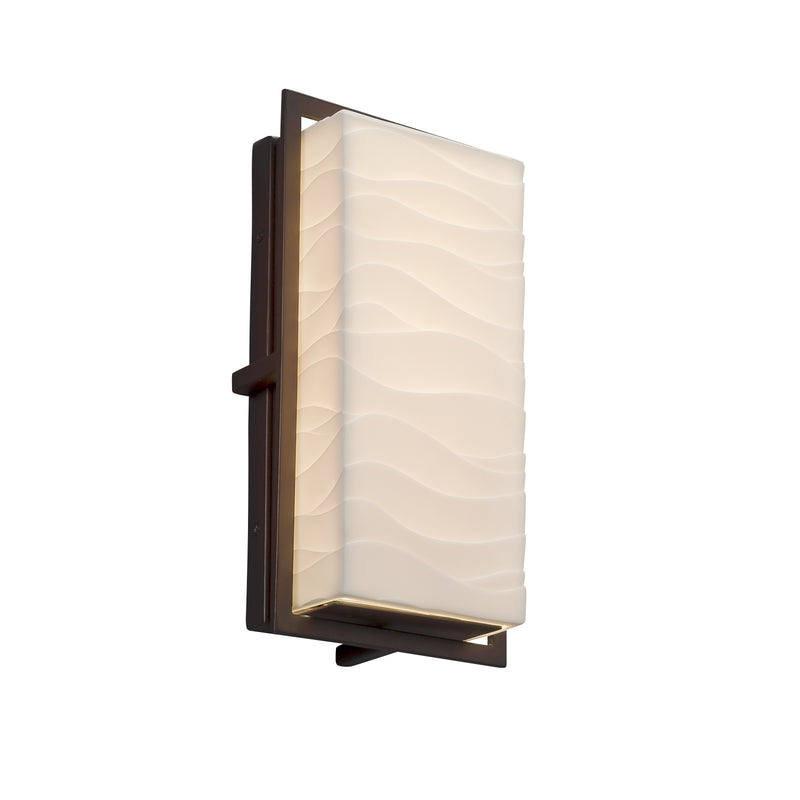 Justice Designs PNA-7562W-WAVE-DBRZ LED Outdoor Wall Sconce, Dark Bronze