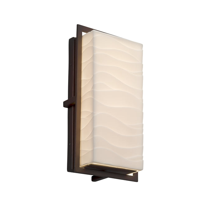 Justice Designs PNA-7562W-WAVE-DBRZ LED Outdoor Wall Sconce, Dark Bronze
