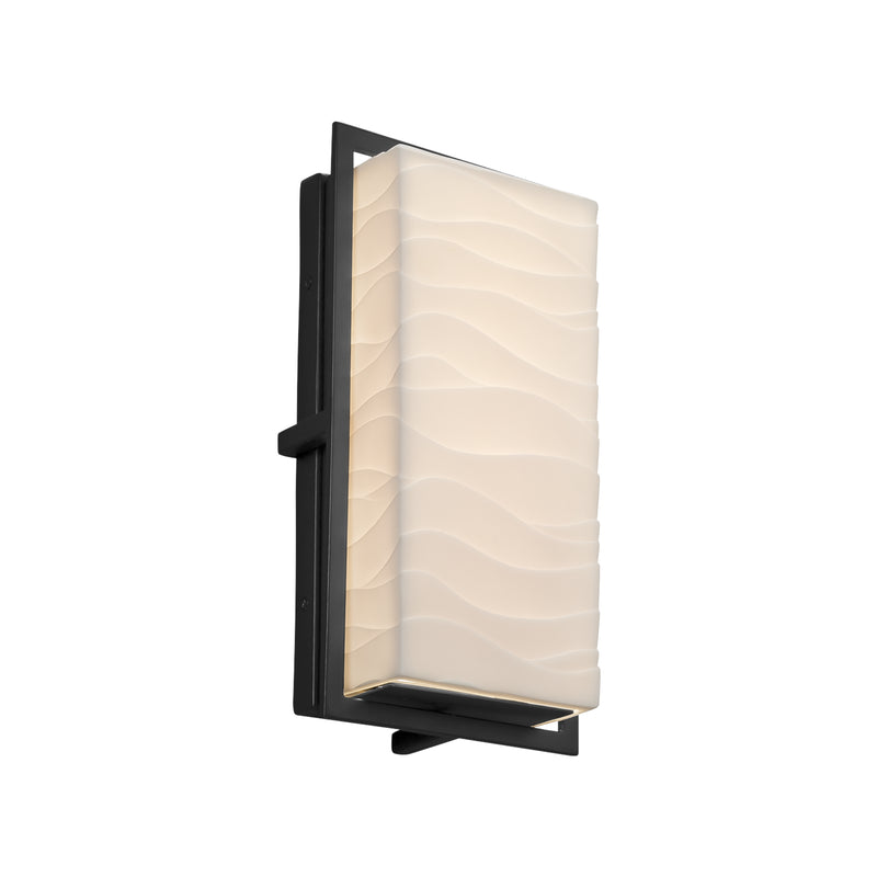 Justice Designs PNA-7562W-WAVE-MBLK LED Outdoor Wall Sconce, Matte Black