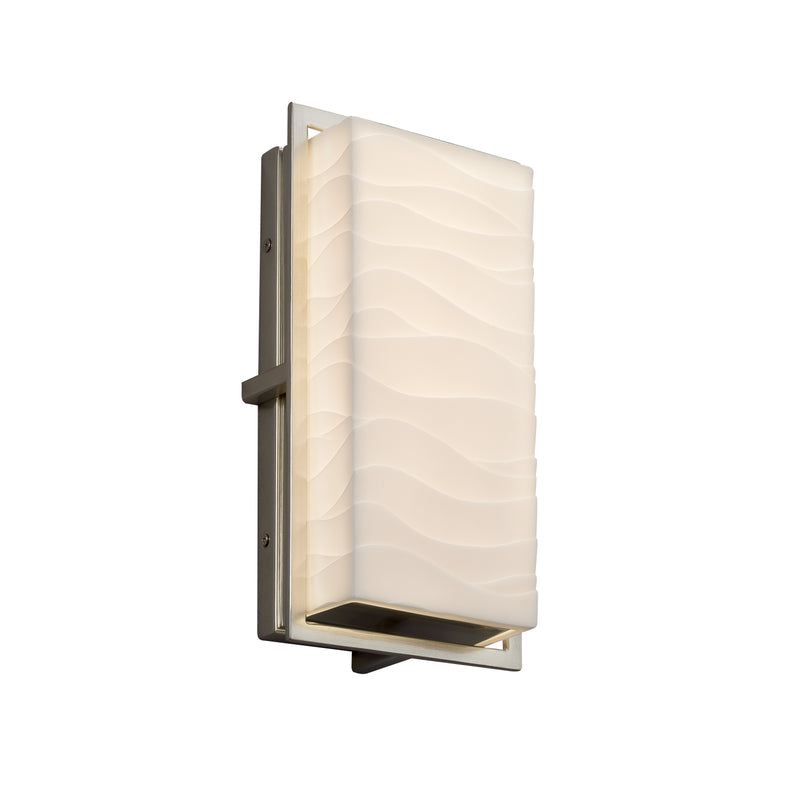 Justice Designs PNA-7562W-WAVE-NCKL LED Outdoor Wall Sconce, Brushed Nickel