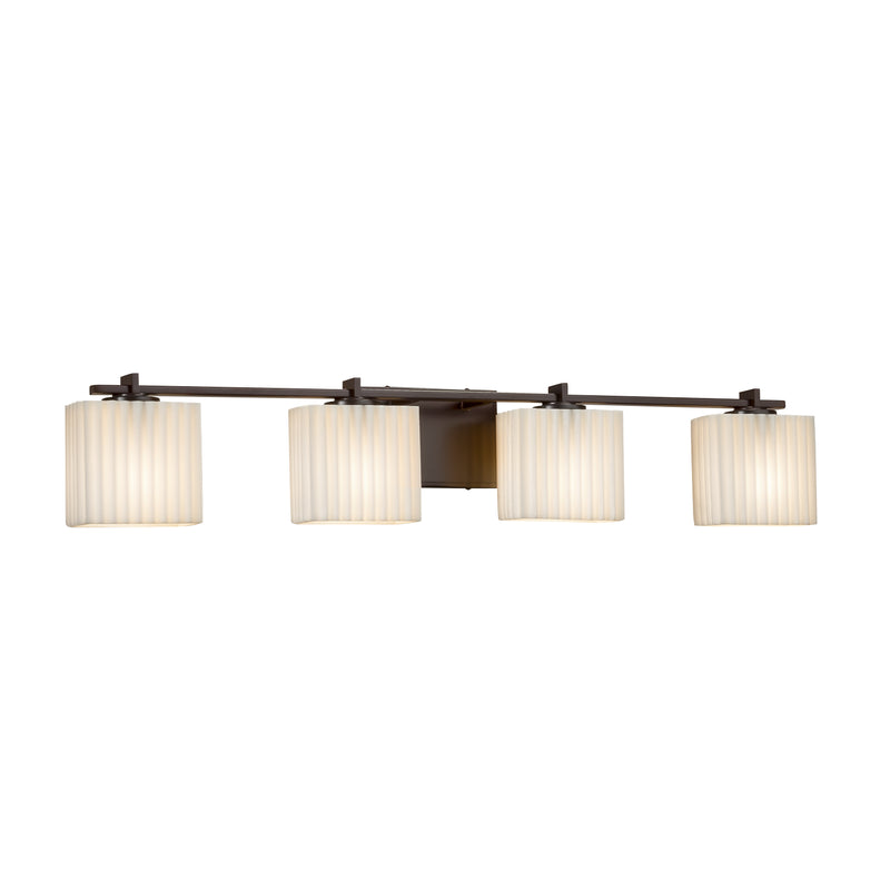 Justice Designs PNA-8444-55-PLET-DBRZ Four Light Bath Bar, Dark Bronze
