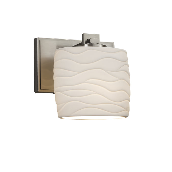 Justice Designs POR-8447-30-WAVE-NCKL One Light Wall Sconce, Brushed Nickel