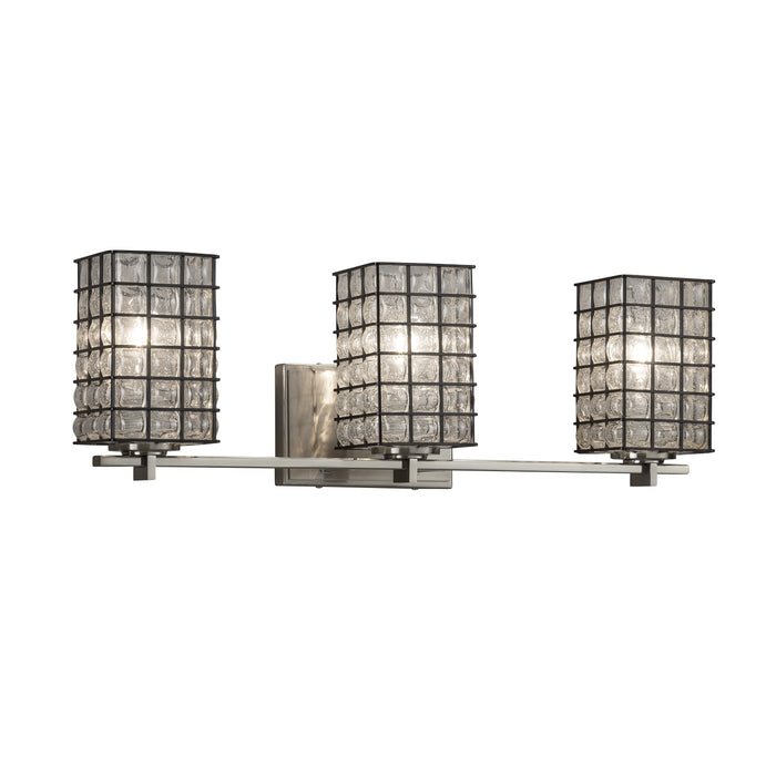 Justice Designs WGL-8443-15-GRCB-NCKL Three Light Bath Bar, Brushed Nickel