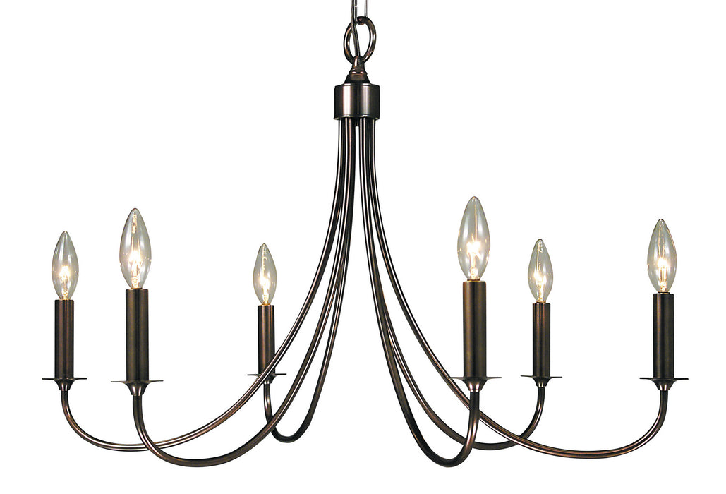 Framburg 1006 MB Six Light Chandelier, Mahogany Bronze