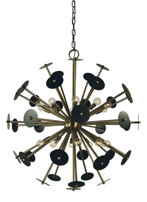 Framburg 4978 AB/MB 20 Light Chandelier, Antique Brass w/Mahogany Bronze