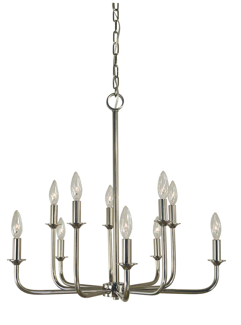 Framburg 4980 PN Ten Light Chandelier, Polished Nickel