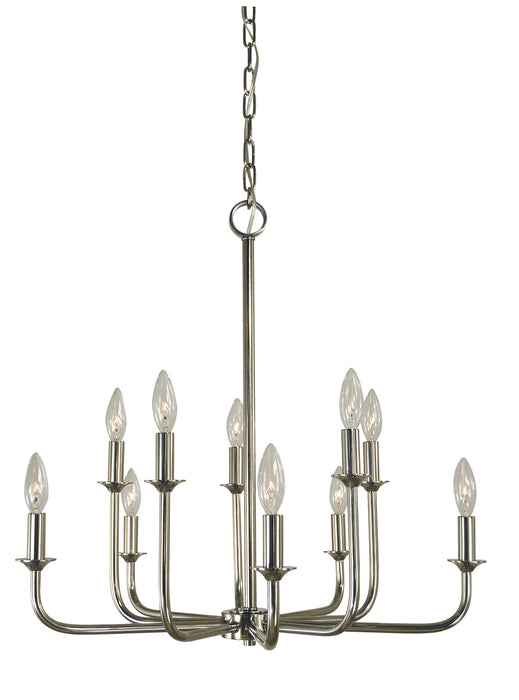 Framburg 4980 PN Ten Light Chandelier, Polished Nickel