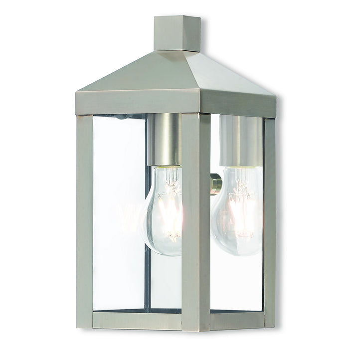 Livex Lighting 20581-91 One Light Outdoor Wall Lantern, Brushed Nickel w/ Polished Chrome Stainless Steel