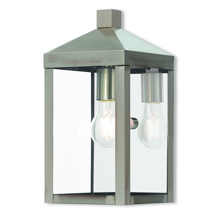 Livex Lighting 20582-91 One Light Outdoor Wall Lantern, Brushed Nickel w/ Polished Chrome Stainless Steel