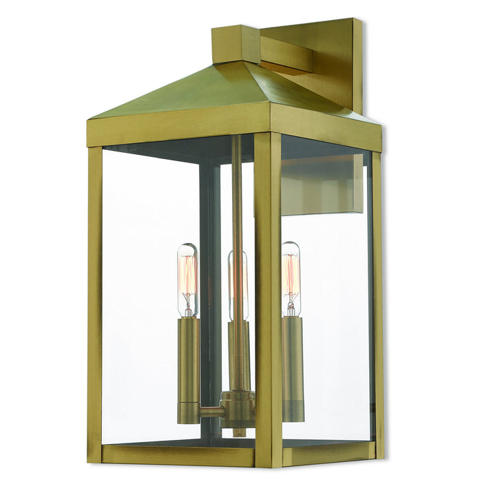 Livex Lighting 20584-01 Three Light Outdoor Wall Lantern, Antique Brass