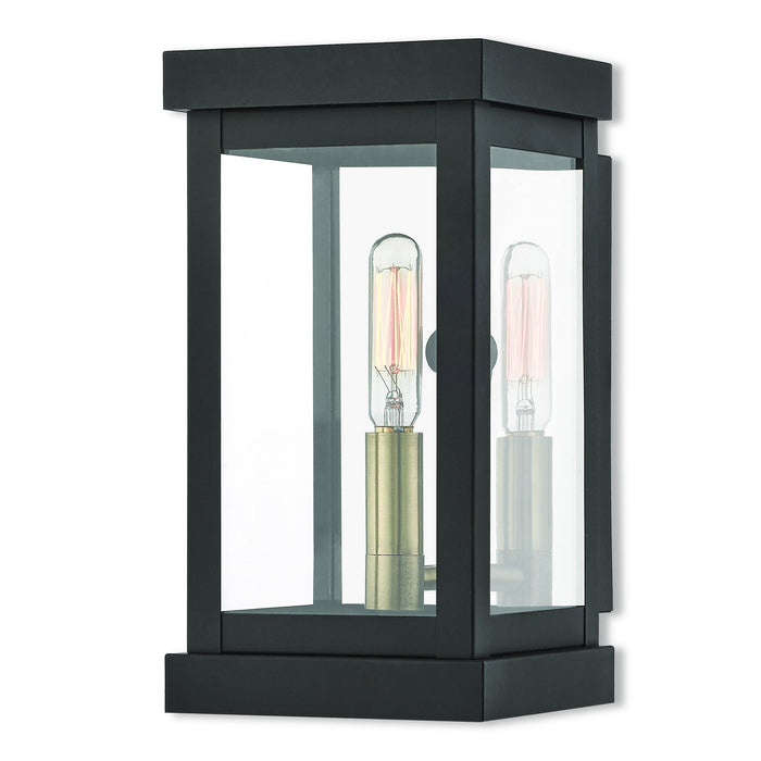 Livex Lighting 20701-07 One Light Outdoor Wall Lantern, Bronze w/ Antique Brass Cluster and Polished Chrome Stainless Steel