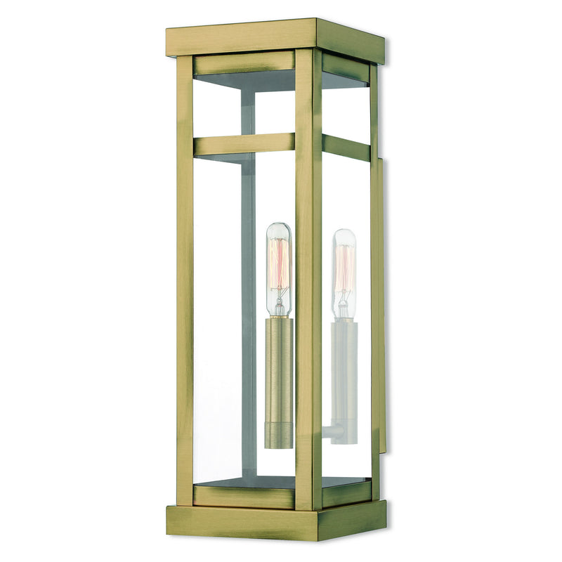 Livex Lighting 20703-01 One Light Outdoor Wall Lantern, Antique Brass w/ Polished Chrome Stainless Steel