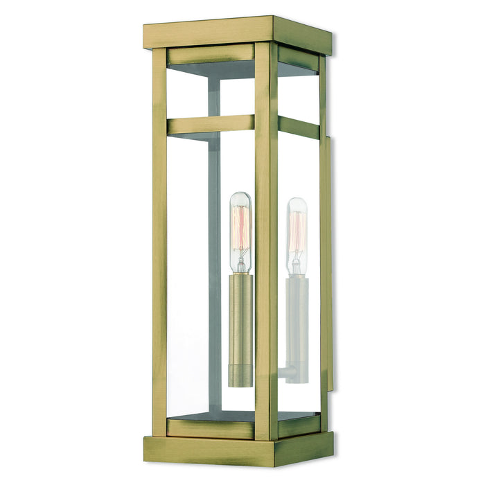 Livex Lighting 20703-01 One Light Outdoor Wall Lantern, Antique Brass w/ Polished Chrome Stainless Steel