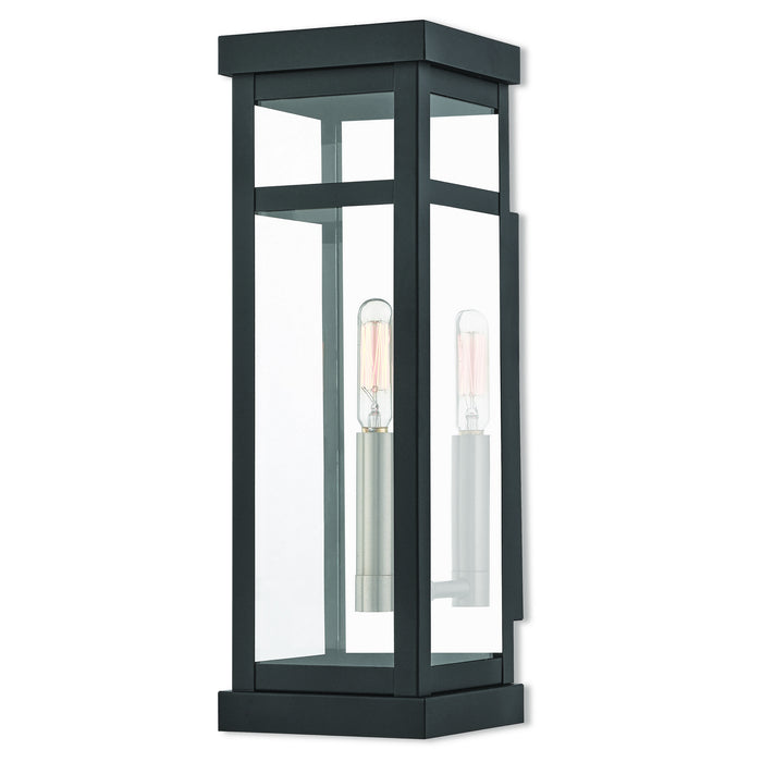 Livex Lighting 20703-04 One Light Outdoor Wall Lantern, Black w/ Brushed Nickel Cluster and Polished Chrome Stainless Steel