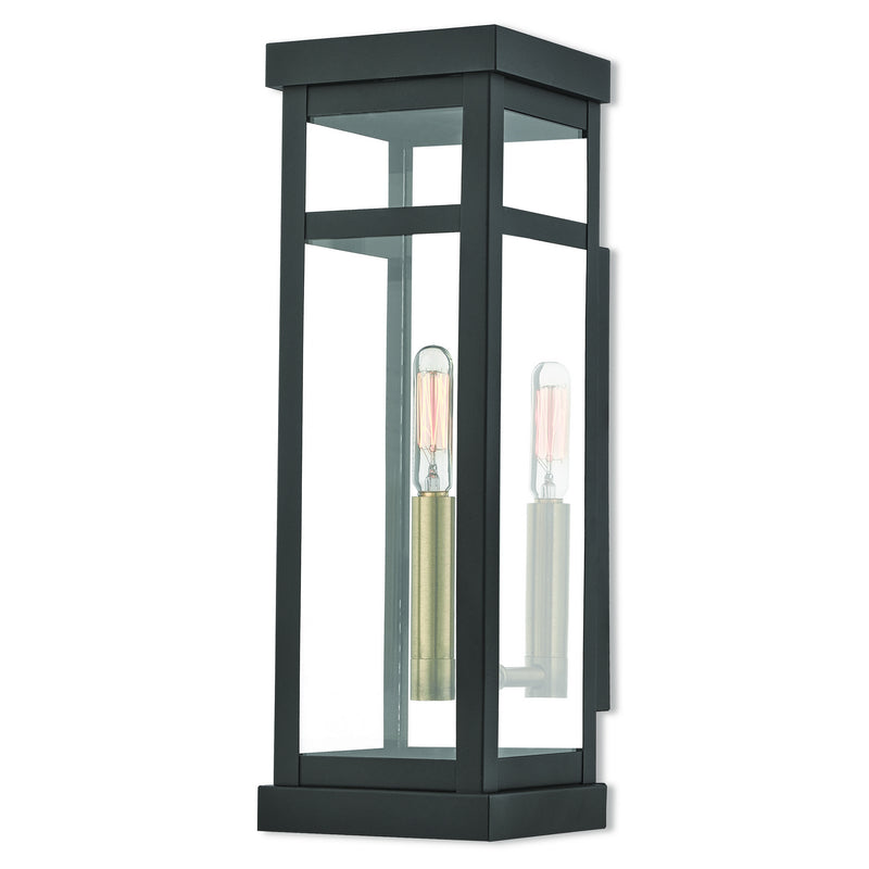 Livex Lighting 20703-07 One Light Outdoor Wall Lantern, Bronze w/ Antique Brass Cluster and Polished Chrome Stainless Steel