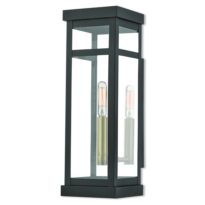 Livex Lighting 20703-07 One Light Outdoor Wall Lantern, Bronze w/ Antique Brass Cluster and Polished Chrome Stainless Steel