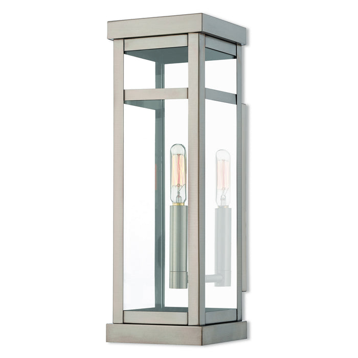 Livex Lighting 20703-91 One Light Outdoor Wall Lantern, Brushed Nickel w/ Polished Chrome Stainless Steel