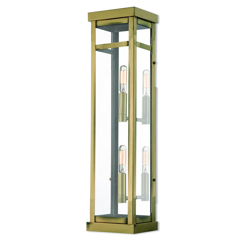 Livex Lighting 20706-01 Two Light Outdoor Wall Lantern, Antique Brass w/ Polished Chrome Stainless Steel