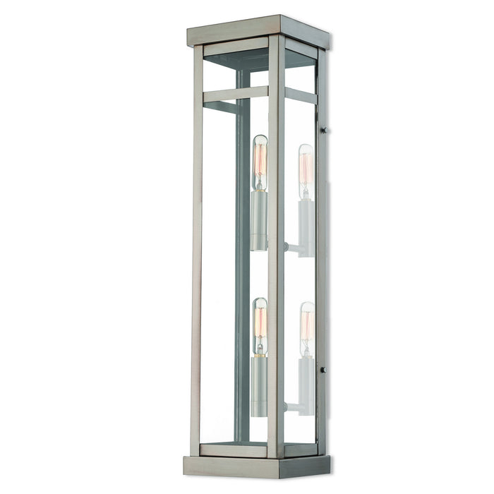 Livex Lighting 20706-91 Two Light Outdoor Wall Lantern, Brushed Nickel w/ Polished Chrome Stainless Steel