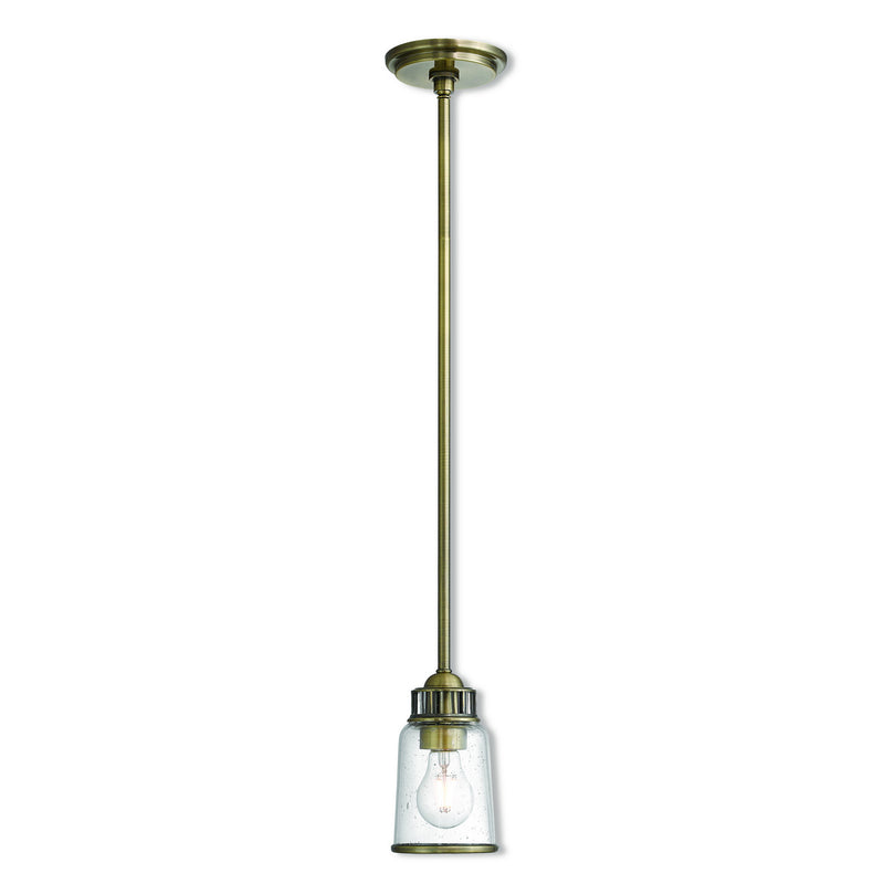 Livex Lighting 40021-01 One Light Mini Pendant, Antique Brass
