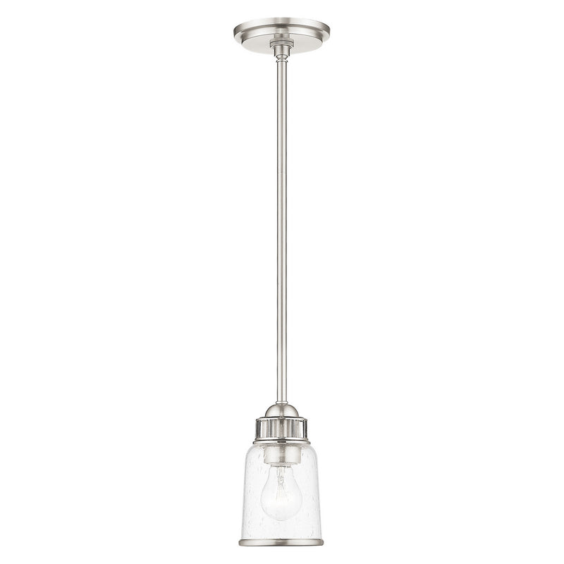 Livex Lighting 40021-91 One Light Mini Pendant, Brushed Nickel