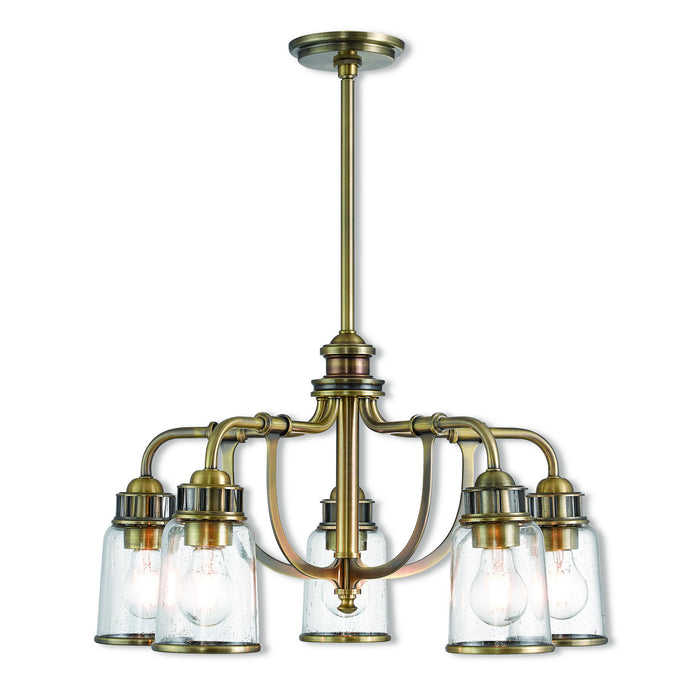 Livex Lighting 40025-01 Five Light Chandelier, Antique Brass