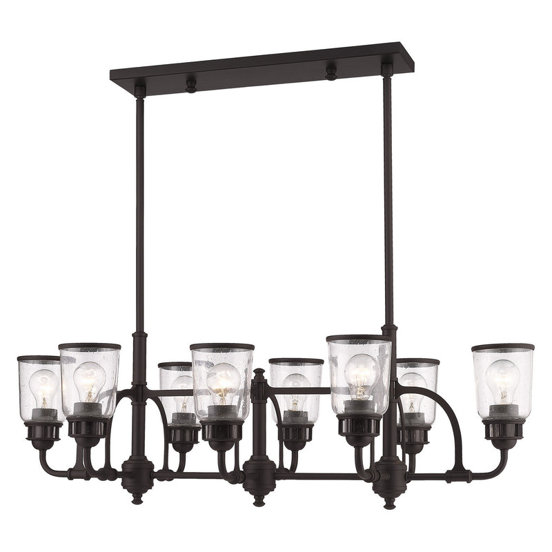 Livex Lighting 40028-07 Eight Light Linear Chandelier, Bronze