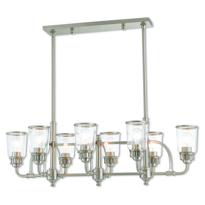 Livex Lighting 40028-91 Eight Light Linear Chandelier, Brushed Nickel