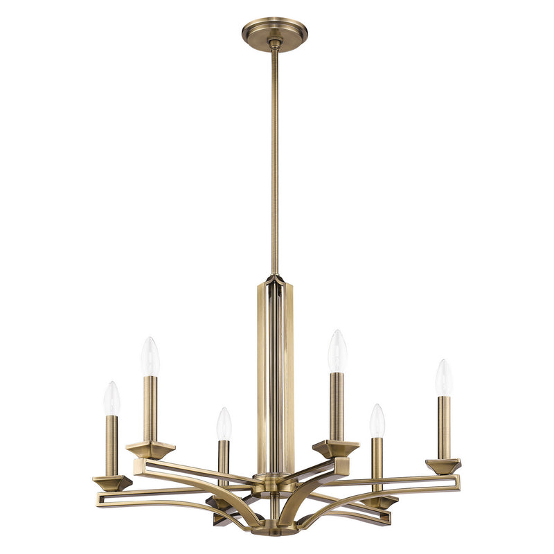 Livex Lighting 40056-01 Six Light Chandelier, Antique Brass