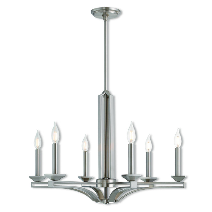 Livex Lighting 40056-91 Six Light Chandelier, Brushed Nickel