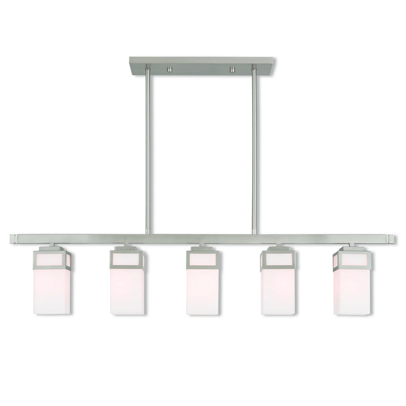 Livex Lighting 40194-91 Five Light Linear Chandelier, Brushed Nickel