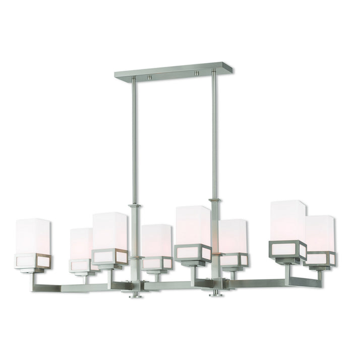 Livex Lighting 40198-91 Eight Light Linear Chandelier, Brushed Nickel
