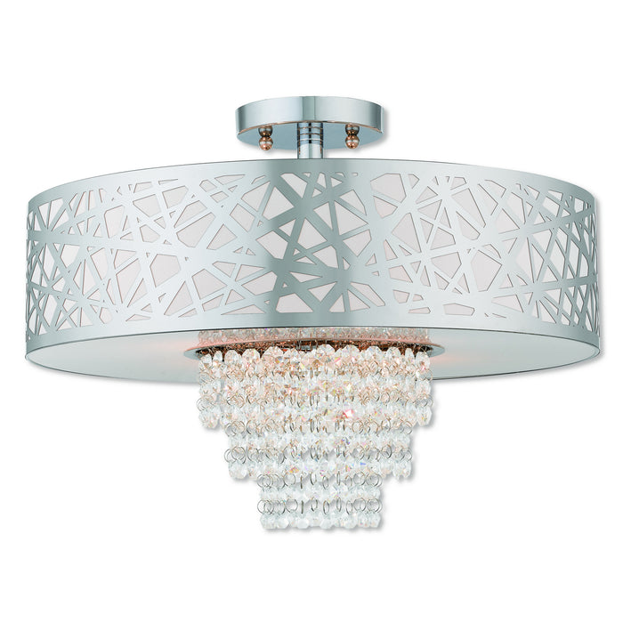 Livex Lighting 40764-05 Four Light Ceiling Mount, Polished Chrome