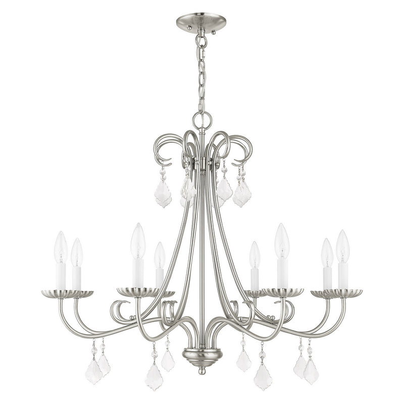 Livex Lighting 40878-91 Eight Light Chandelier, Brushed Nickel