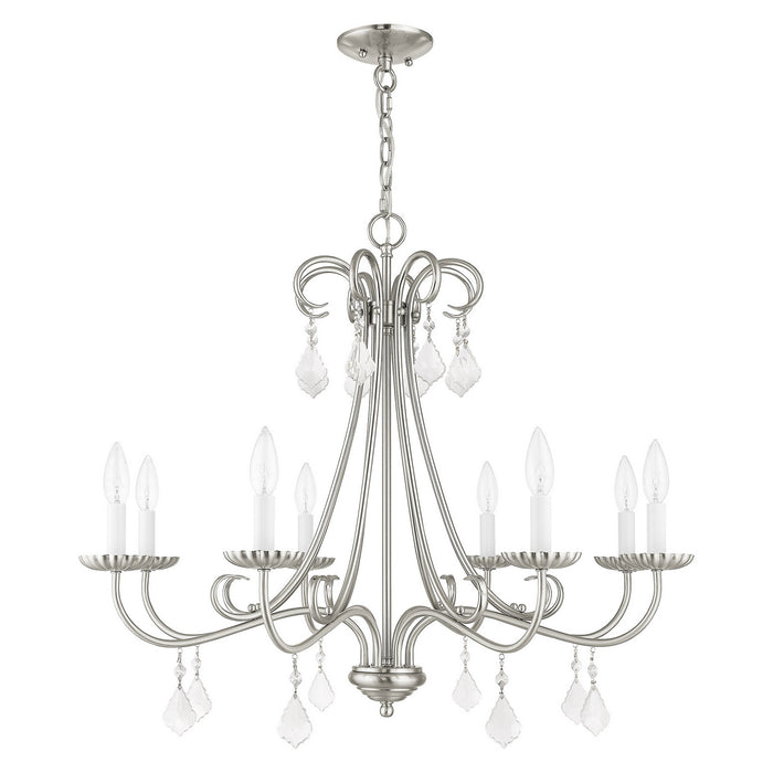 Livex Lighting 40878-91 Eight Light Chandelier, Brushed Nickel