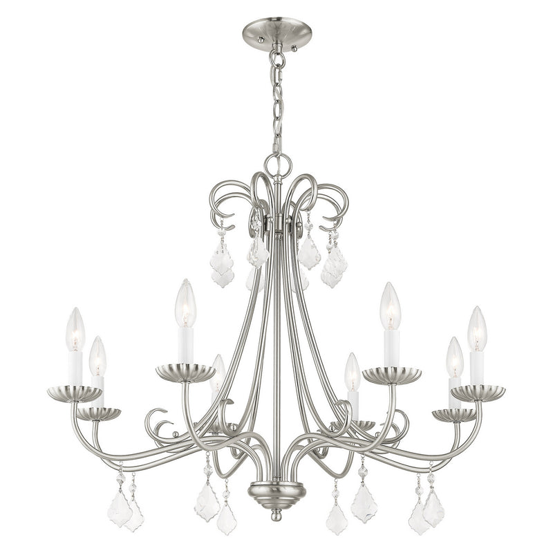 Livex Lighting 40878-91 Eight Light Chandelier, Brushed Nickel