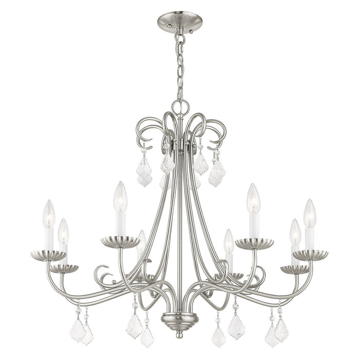 Livex Lighting 40878-91 Eight Light Chandelier, Brushed Nickel